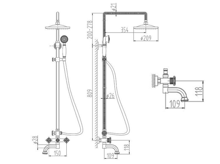 Душевая стойка A 2002DS схема размеры и инструкция по установке